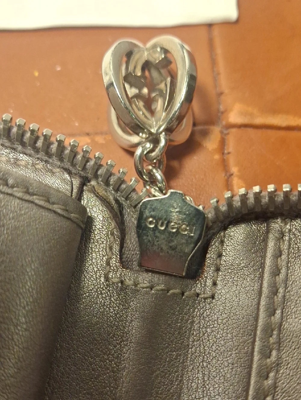 Gucci Metallic Taupe GG Zip Around Wallet - Metallic Beige - Picture 4 of 12